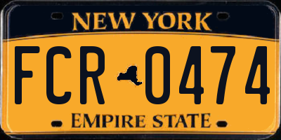 NY license plate FCR0474