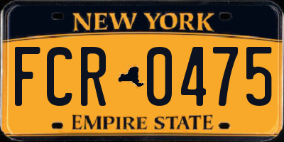 NY license plate FCR0475
