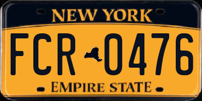 NY license plate FCR0476