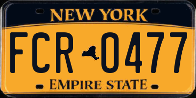 NY license plate FCR0477