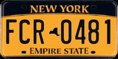 NY license plate FCR0481