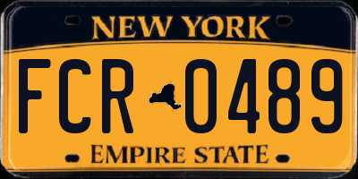 NY license plate FCR0489