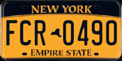NY license plate FCR0490