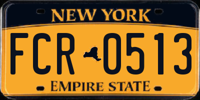 NY license plate FCR0513