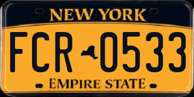 NY license plate FCR0533