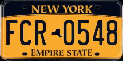 NY license plate FCR0548