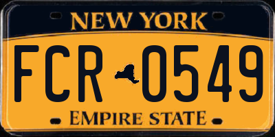 NY license plate FCR0549