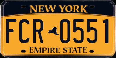 NY license plate FCR0551