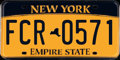 NY license plate FCR0571
