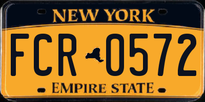 NY license plate FCR0572