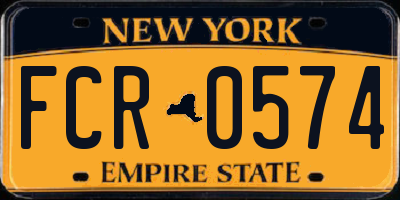 NY license plate FCR0574