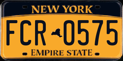 NY license plate FCR0575