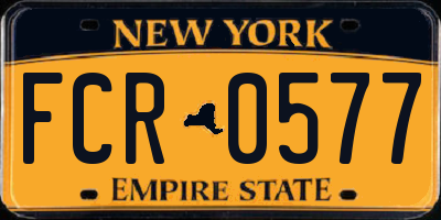 NY license plate FCR0577