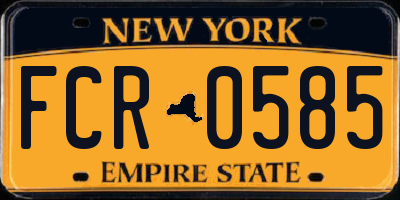 NY license plate FCR0585