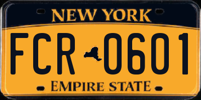 NY license plate FCR0601