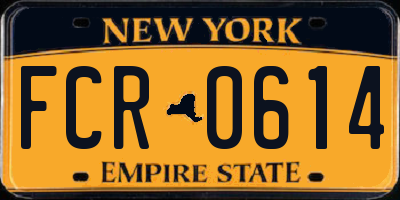NY license plate FCR0614