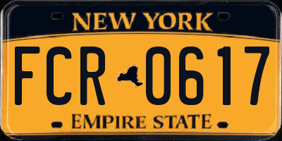 NY license plate FCR0617