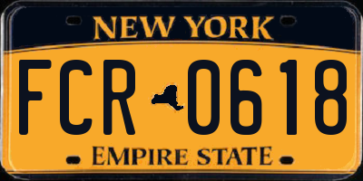 NY license plate FCR0618