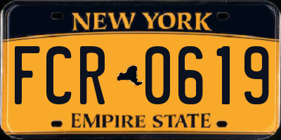NY license plate FCR0619