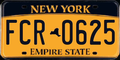 NY license plate FCR0625