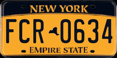 NY license plate FCR0634