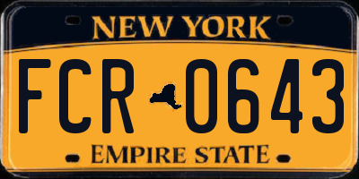 NY license plate FCR0643