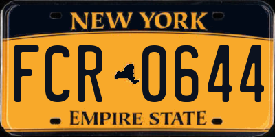 NY license plate FCR0644