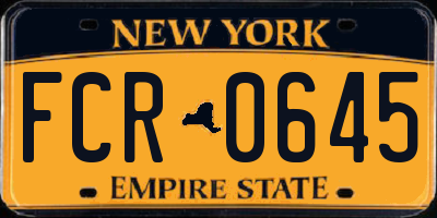 NY license plate FCR0645
