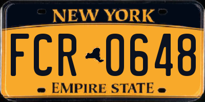 NY license plate FCR0648