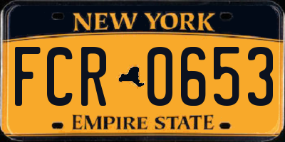 NY license plate FCR0653