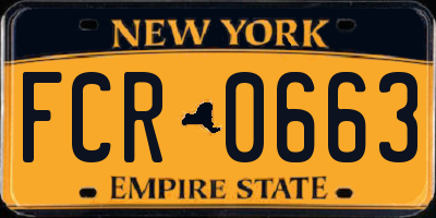 NY license plate FCR0663