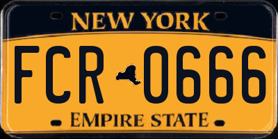NY license plate FCR0666