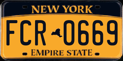 NY license plate FCR0669