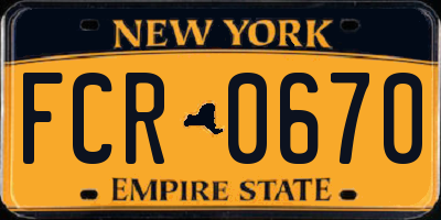 NY license plate FCR0670