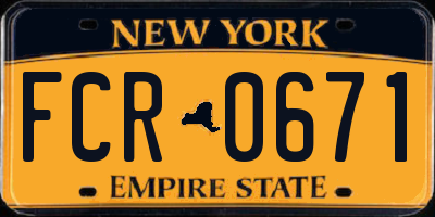 NY license plate FCR0671