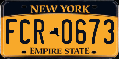 NY license plate FCR0673