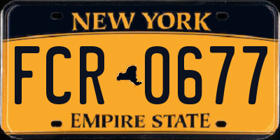 NY license plate FCR0677