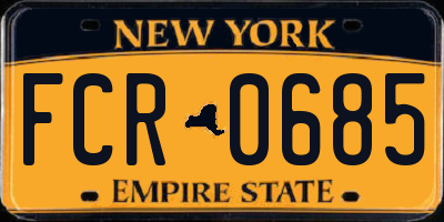 NY license plate FCR0685