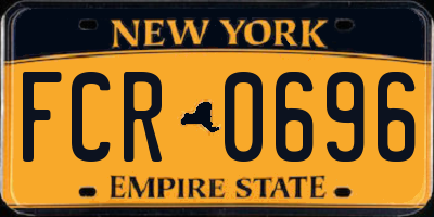 NY license plate FCR0696