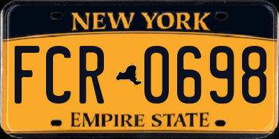 NY license plate FCR0698