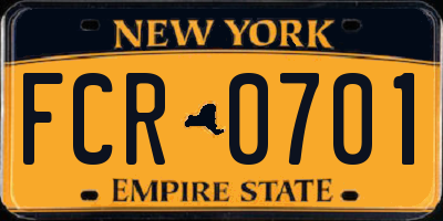 NY license plate FCR0701