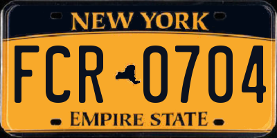 NY license plate FCR0704