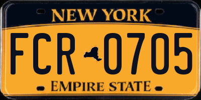 NY license plate FCR0705