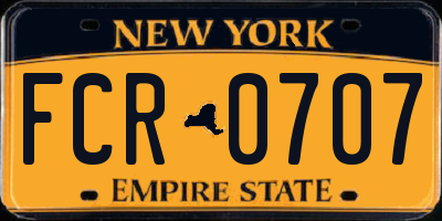 NY license plate FCR0707