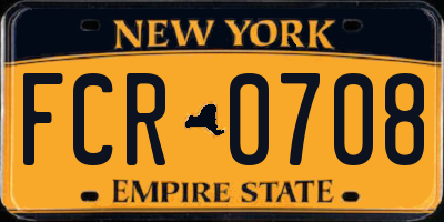 NY license plate FCR0708