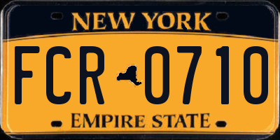 NY license plate FCR0710
