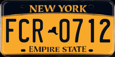 NY license plate FCR0712