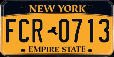 NY license plate FCR0713