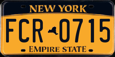 NY license plate FCR0715