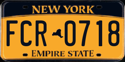 NY license plate FCR0718
